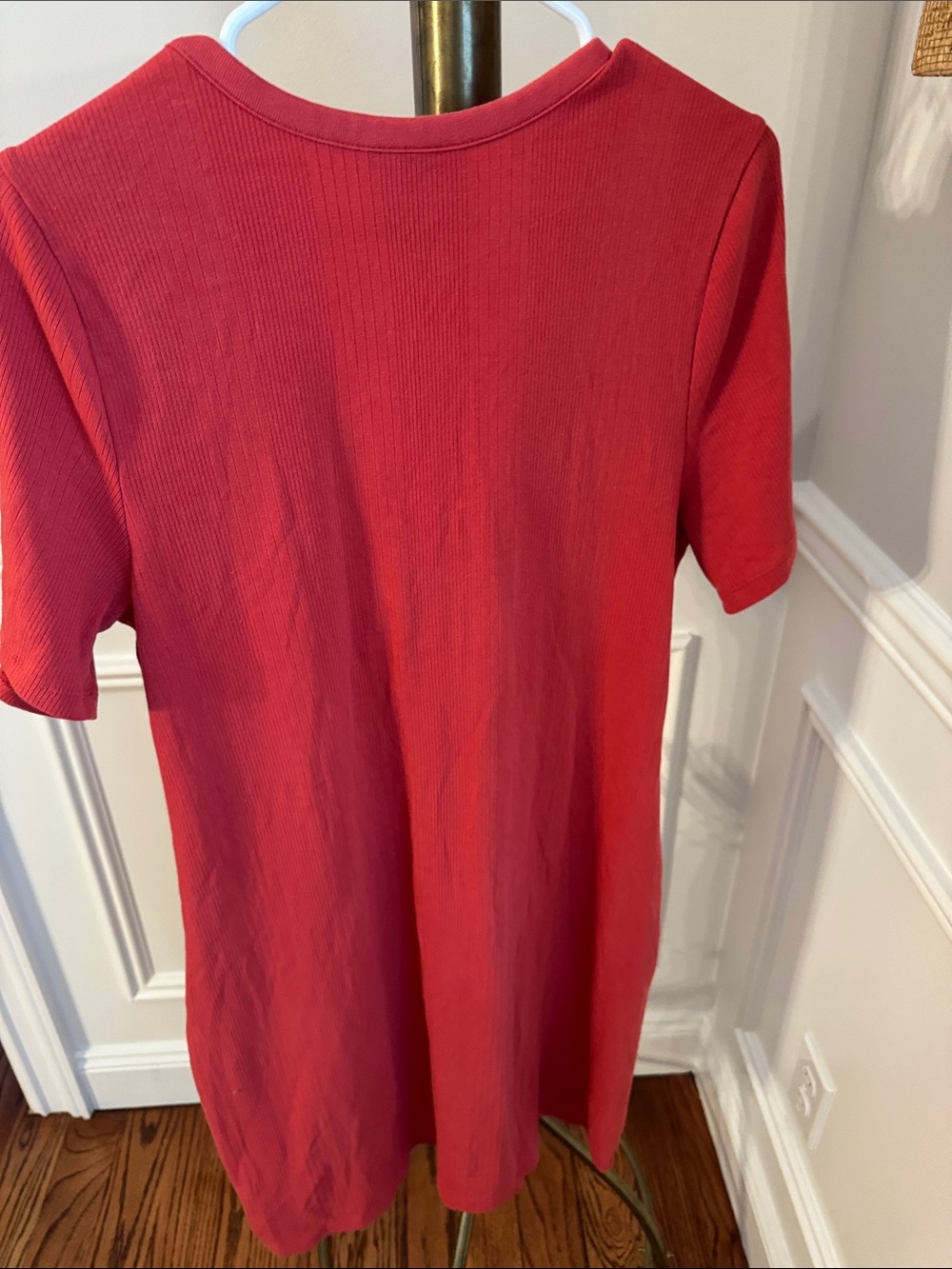 Universal Thread Red Ribbed Lace-Up V-Neck Mini Dress - Picture 4 of 4